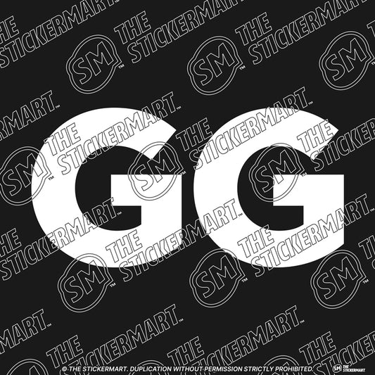 "gg" Good Game Text, Caps Vinyl Decal